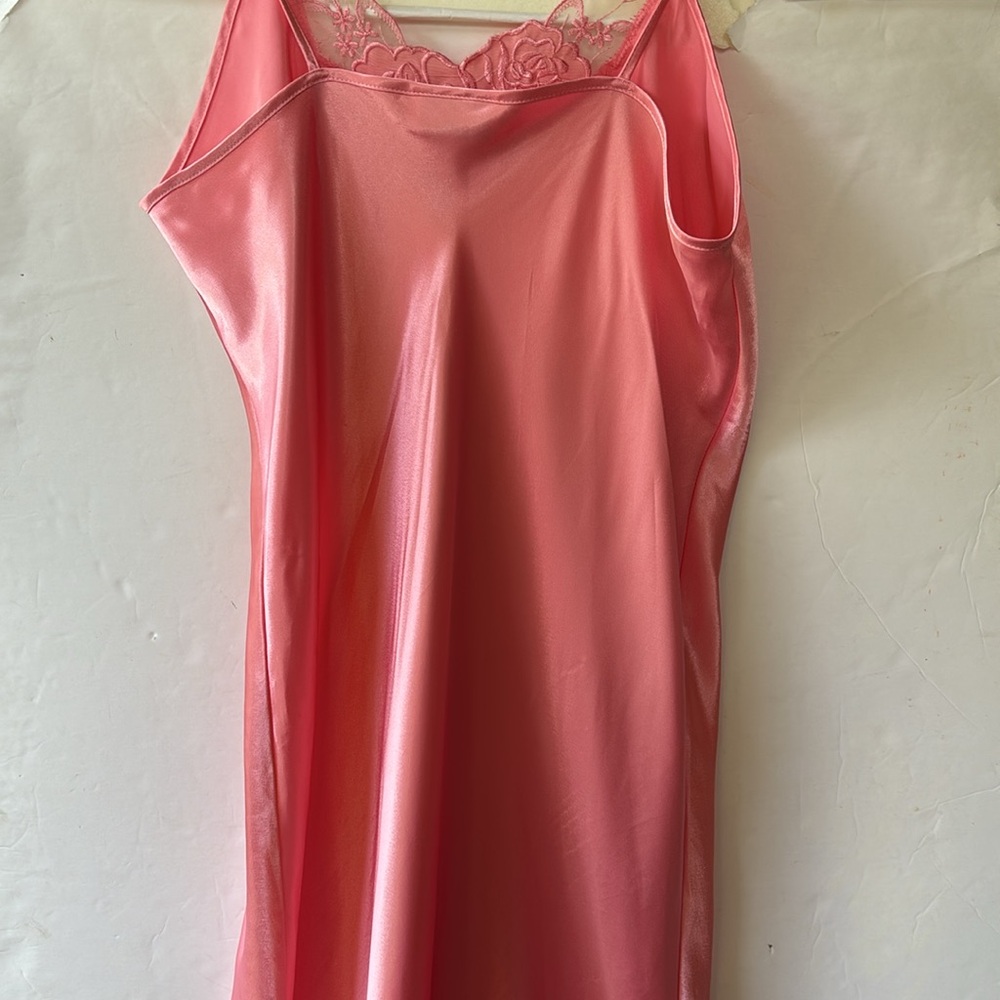 Vintage 90s Slip Dress Barbie Pink Girly Coquette Midi Lace Floral Medium 80’s M - Picture 14 of 17
